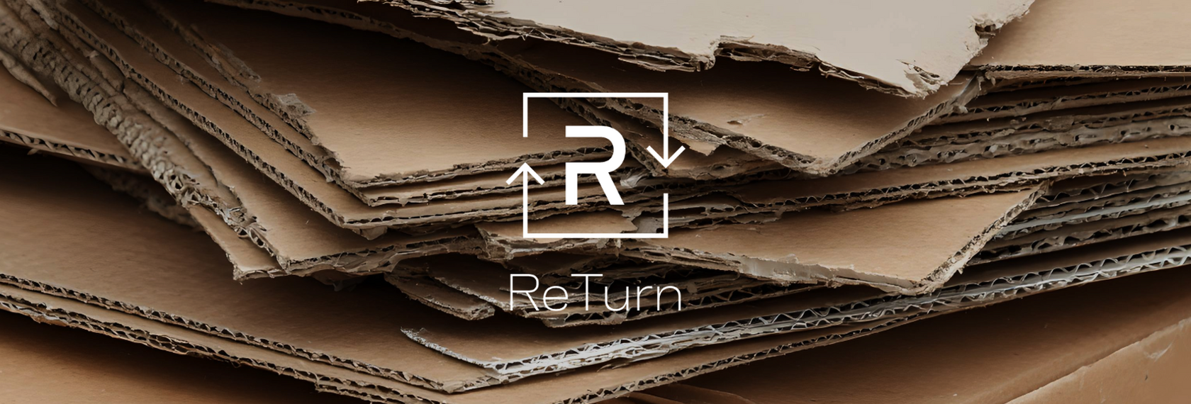 ReTurn logo in front of cardboard scrap