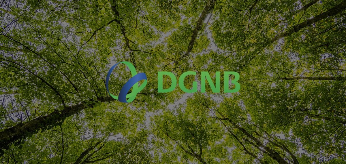 DGNB Logo, set on a green background. 