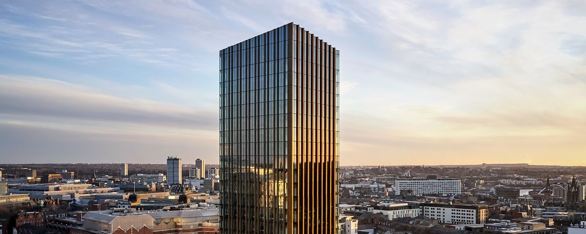 Evening view of the Hadrian's Tower in Newcastle, UK.