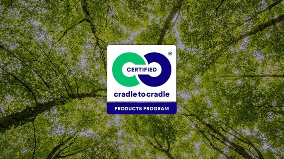 Cradle to Cradle Bronze logo, set on green background