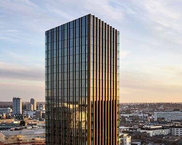 Evening view of the Hadrian's Tower in Newcastle, UK.