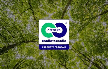 Cradle to Cradle Bronze logo, set on green background