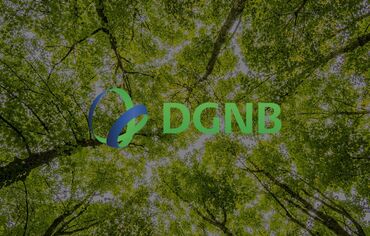 DGNB Logo, set on a green background. 